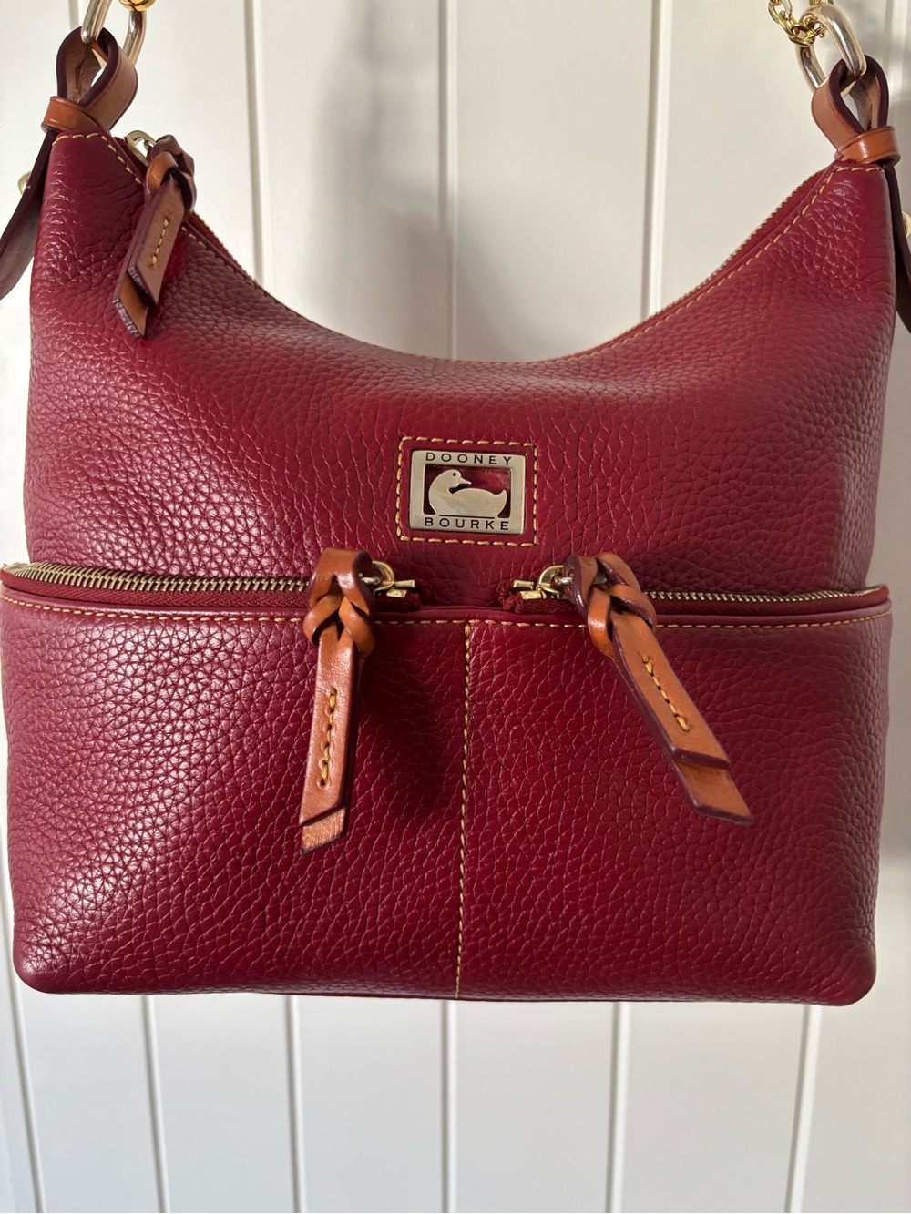 Dooney & try Bourke Pebbled Leather Hobo Bag in Burgundy